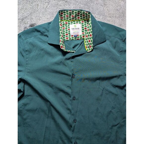 Tom Baine Long Sleeve Button Up Holiday Collection Shirt Men's Size Large Green - Picture 2 of 10